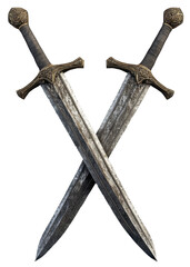 Medieval Two Swords Crossed Isolated