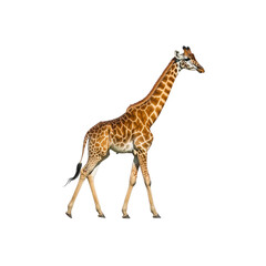 Obraz premium Giraffe Walking on Black Background