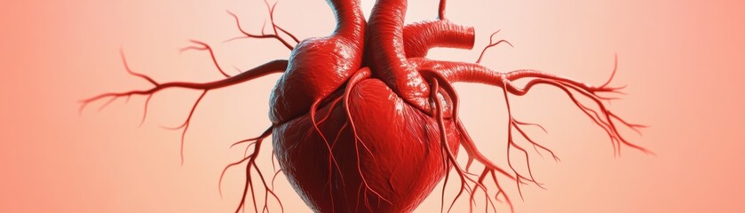 Conceptual illustration of the heart with roots, symbolizing deep connections and emotional grounding, medical art style, 3D illustration
