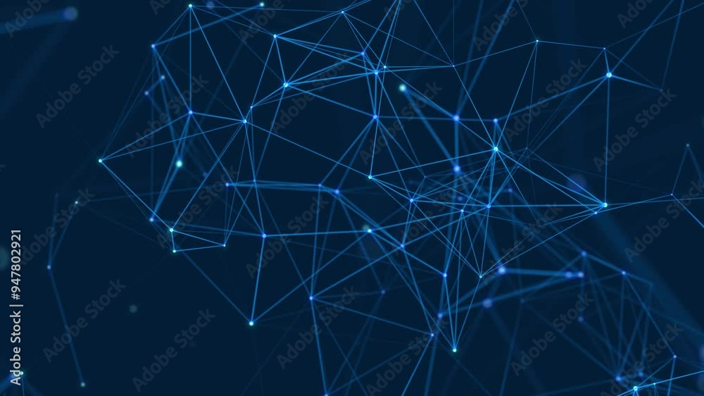 Poster abstract polygonal space with dots and lines motion. data technology and scientific illustration. 3d