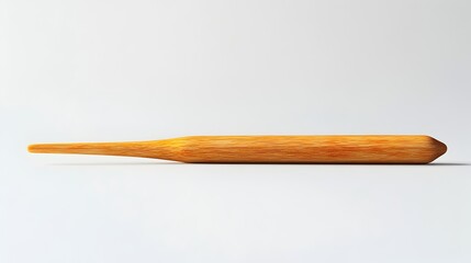 Obraz premium Closeup of Detailed Wooden Toothpick on Minimalist White Background