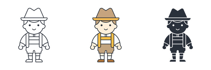 Bavarian Yodeler, Traditional costumes of Bavaria icon symbol vector illustration isolated on white background