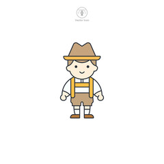 Bavarian Yodeler, Traditional costumes of Bavaria icon symbol vector illustration isolated on white background