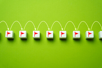 Go to checkpoints. Reach milestone. Complete tasks. Celebrate intermediate successes. Fulfill the conditions. Take it to the next level. Collect flags. Career growth. Follow the agreement roadmap.