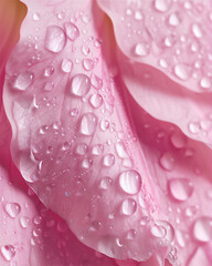 Droplets on pink flower petal in close up, version 8