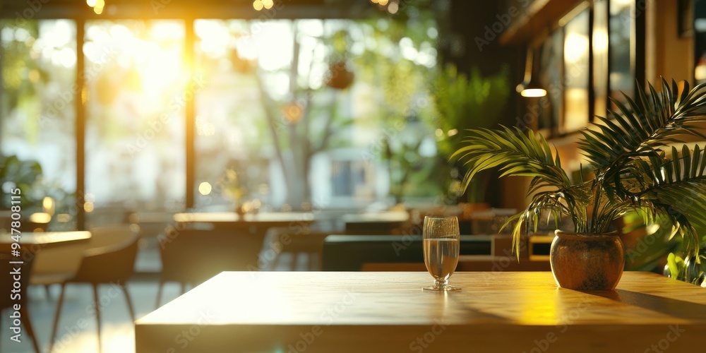 Poster 3d rendering of a blurred abstract background in a cafe setting