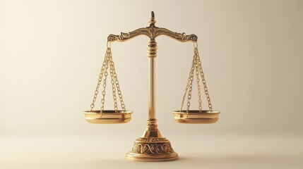 Elegant Golden Balance Scale on Neutral Background Symbolizing Justice and Equality