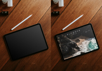 Screen Tablet Flatlay Mockup