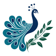 Peacock Leaf Design. Flat Vector Illustration