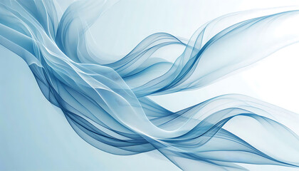 Obraz premium A flowing abstract composition of translucent blue fabric waves creating a sense of motion and elegance against a soft white background