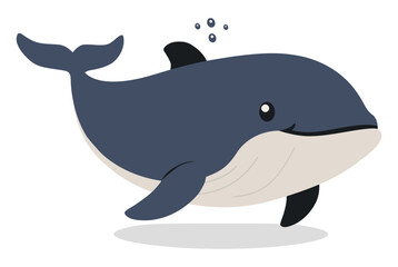 Whale cartoon Art. Flat Vector Illustration