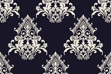Hand draw Ikat floral paisley embroidery.Ikat ethnic oriental pattern traditional.black background.great for background ,curtain, carpet, wallpaper, clothing, wrapping,batik.
