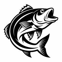 Big Bass Fish Silhouette Black Vector