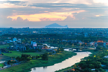 scenery of the bank of dongshan river with turtle island in yilan county, taiwan