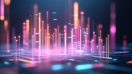 Glowing neon sign with an abstract design, symbolizing modern nightlife, glowtime urban aesthetic, energetic and stylish