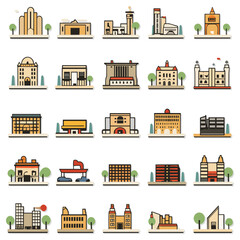 Buildings icon set