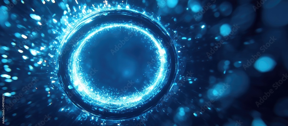 Aufkleber Abstract ring background with luminous swirling backdrop in a 3D cartoon rendering Glowing spiral and energy flow tunnel featuring a shining round frame with light circles and glowing cover Space f