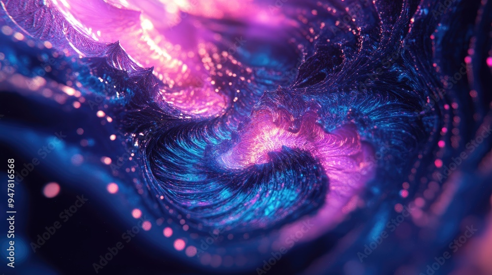 Poster Abstract digital fractal fantasy design background in 3D cartoon rendering style