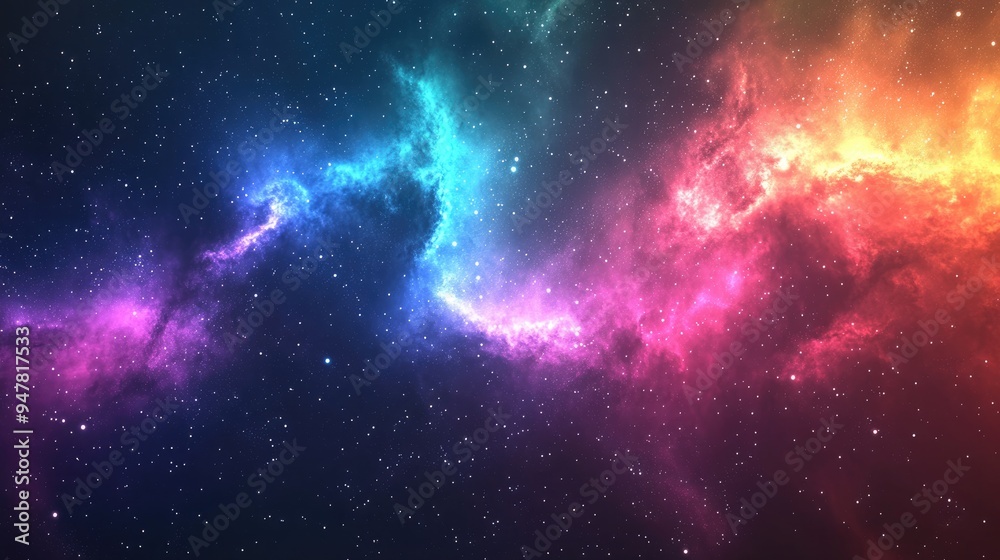 Aufkleber 3d cartoon rendering showcasing a night starry sky filled with nebula in rainbow colors multicolor o