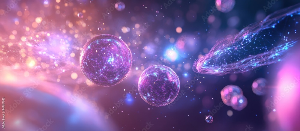 Aufkleber Surreal scientific beautiful background depicting energy in another dimension with 3D cartoon rendering