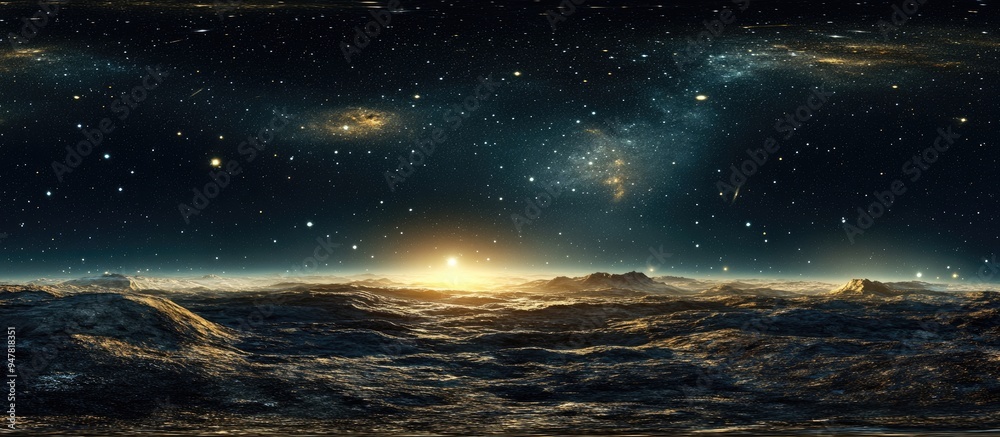 Aufkleber 360 degree equirectangular projection of a wide cosmos featuring shining stars starry space backdrop