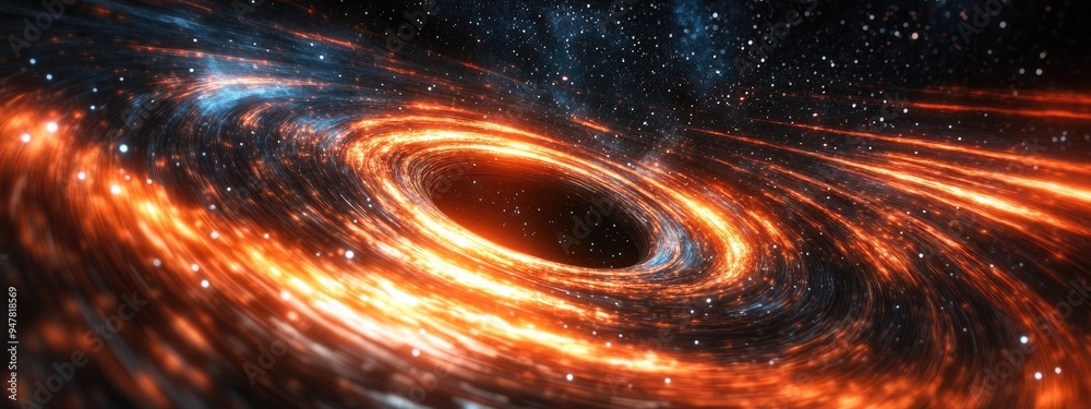 Poster Glowing wormhole in space a 3D cartoon rendering depicting interstellar warp and travel through space and time 3D rendering