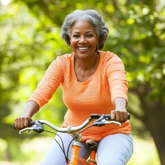 Senior Woman, Enjoying Bike Ride, Active Lifestyle, Outdoor Recreation, Healthy Aging