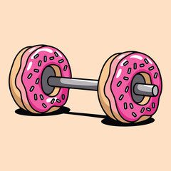 Donut barbell cartoon illustration