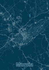 Murcia, Spain artistic blueprint map poster