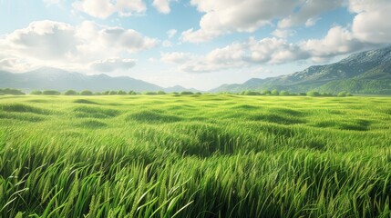 Fototapeta premium Bountiful Harvest Lush Green Fields Overflowing with Sustainable Abundance