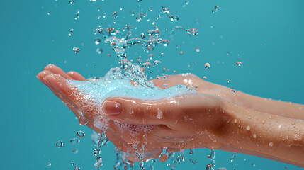 Fototapeta premium Hands holding water in their hands