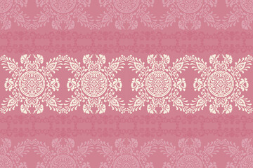 Carpet ikat floral pattern,fabric pattern on navy blue background vector illustration.Ikat ethnic oriental embroidery.Aztec style,abstract background.design for texture,clothing,decoration,carpet,rug.