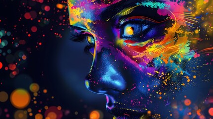 Fototapeta premium Abstract Colorful Portrait with Bokeh Background