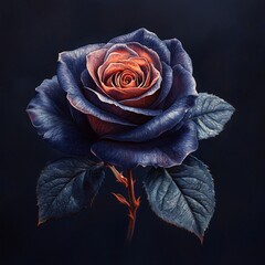 A stunning black rose illustration perfect for Halloween-themed designs, ideal for invitations, decorations, or greeting cards with copy space.