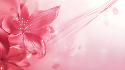A beautiful pink background featuring elegant flowers, soft colors, and delicate light creating a serene and dreamy atmosphere