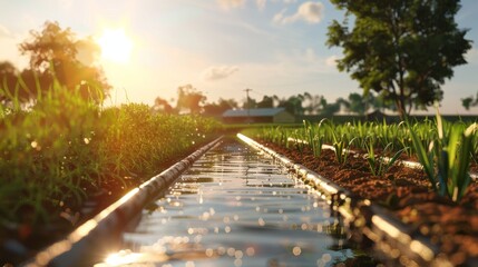 Sustainable Agriculture Vibrant Bio Farming Oasis with EcoFriendly Water System
