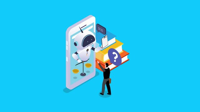 robot chatbot in smartphone voice application 3d animation cartoon