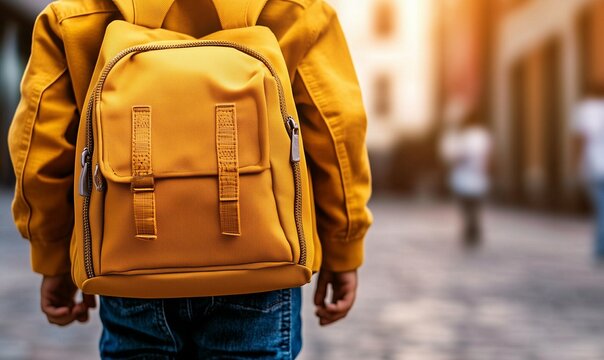 Bambino con uno zaino in spalla. Back to school
