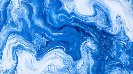 Obraz premium Background - Blue and white marble texture, Abstract fluid art pattern, Swirling blue and white design, Marbled paint effect, Dynamic abstract wave pattern