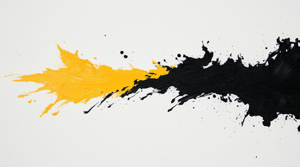 Obraz premium Horizontal Yellow and black paint splash, Abstract paint streaks, Dynamic black and yellow art, Bold color contrast design, Energetic paint motion concept