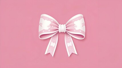 Pink ribbon with floral pattern on a soft pink background.