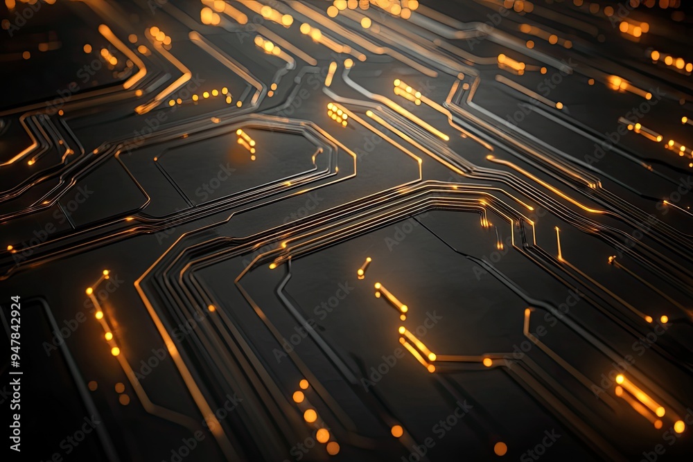 Fototapete Abstract digital dot line particle data background connecting technology concept.