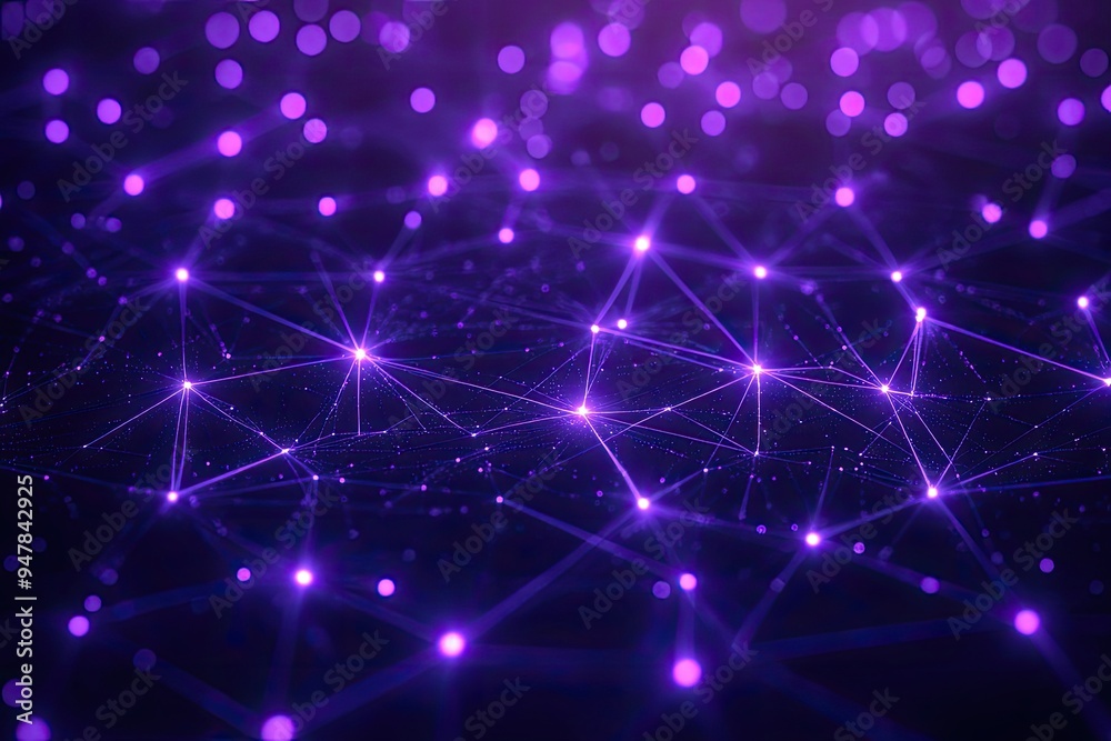 Leinwandbilder Abstract digital dot line particle data background connecting technology concept.
