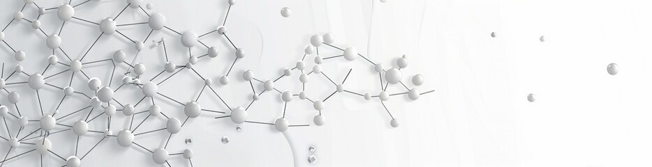 Abstract molecular structure with interconnected white nodes on a light background