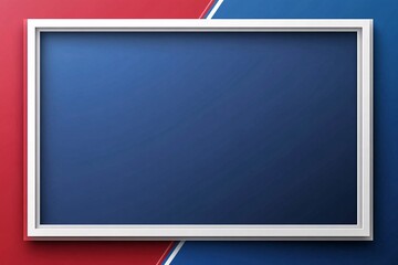Red, white and blue border frame on a blank background A white square shape with a red thin line