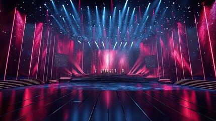 34. Digital art of a best performer award ceremony, with a large stage and diverse winners holding trophies, celebrating cultural excellence and achievement