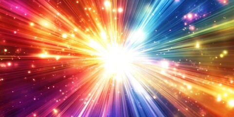A vibrant flash background with bright, radiant light beams and dynamic bursts of color.