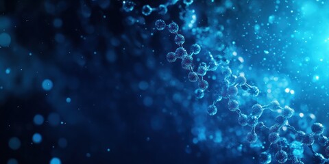 A modern biology background with abstract patterns of molecules and biological elements in a dynamic, tech-inspired design.