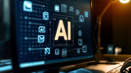 AI in Action: Advanced System with Legal Icons and Technology Vibes
