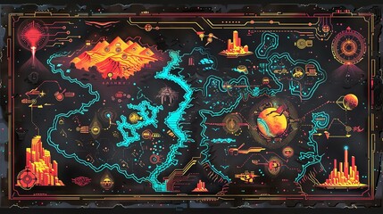 Futuristic high-tech map visuals cartography sci-fi design